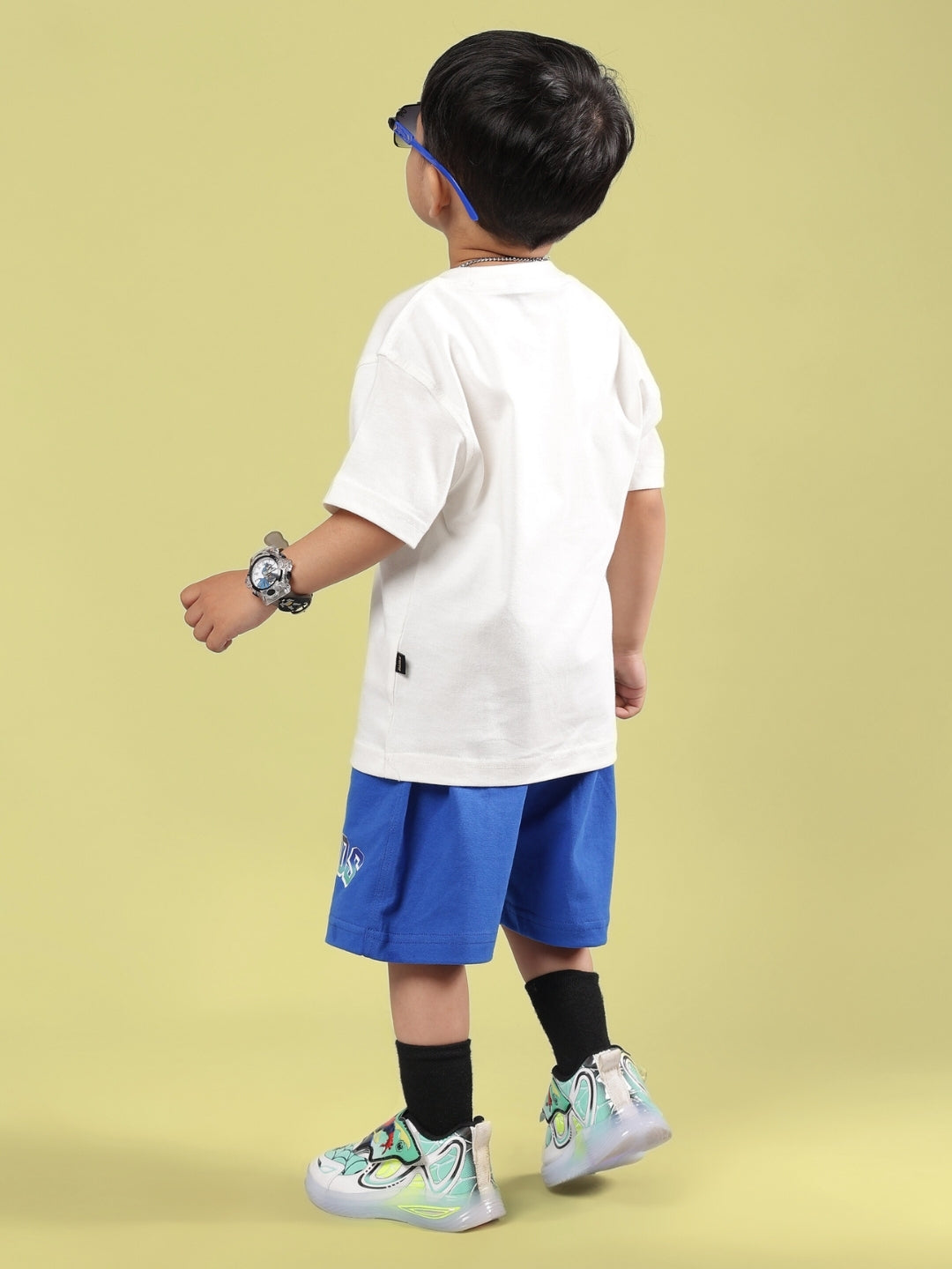 BUMBLE CO-ORD FOR BOYS & GIRLS (OFF WHITE-R BLUE)