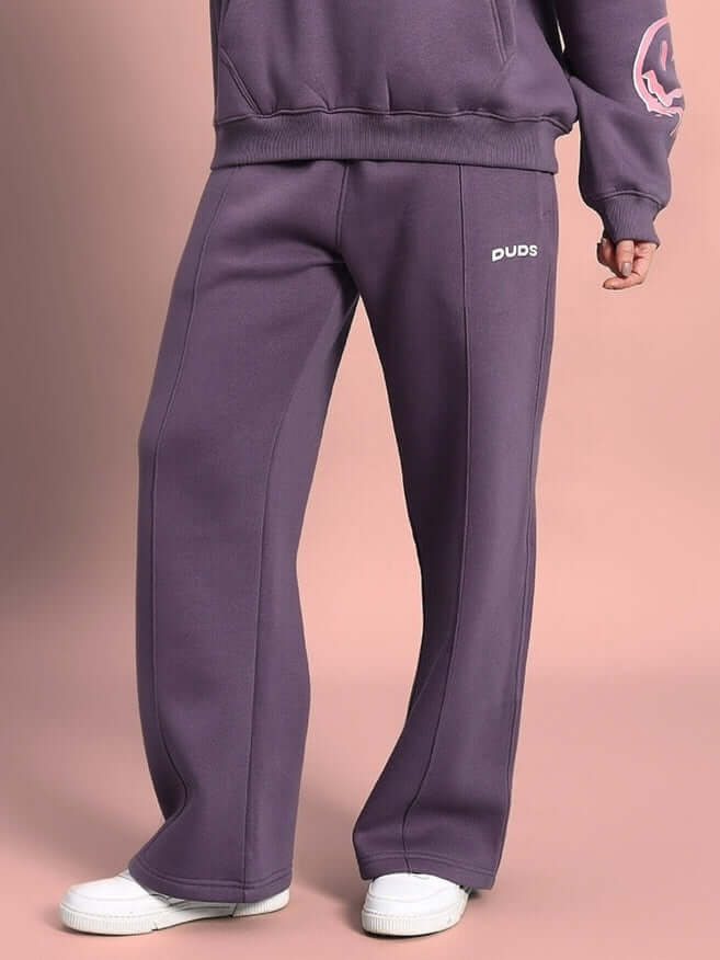 Violet women's Casper fleece jogger pants, comfortable and stylish activewear suitable for casual and athletic wear.