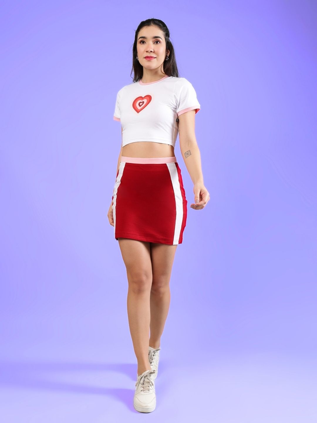 WOMEN'S LIBI HEART ACTIVE CO-ORD SET (WHITE-RED)