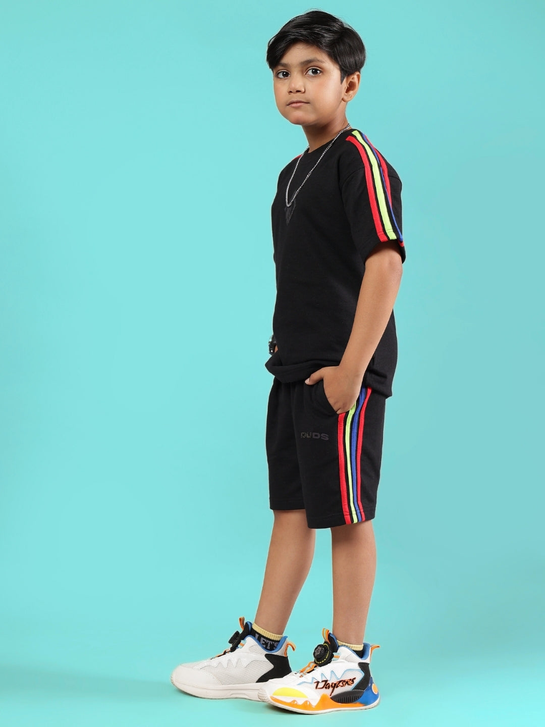 RAINBOW SUMMER CO-ORD FOR BOYS & GIRLS (BLACK)