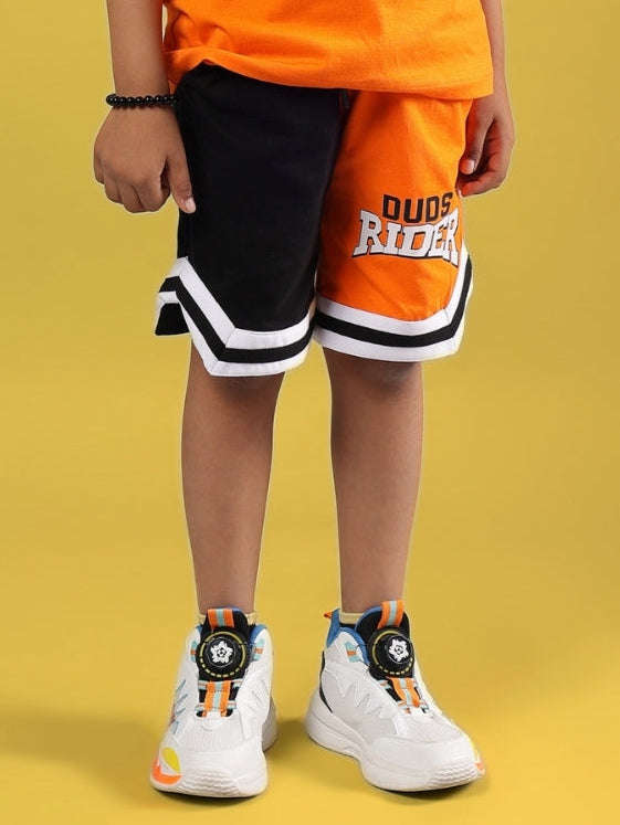 ROGUE RIDER SHORTS FOR BOYS & GIRLS (BLACK-ORANGE)