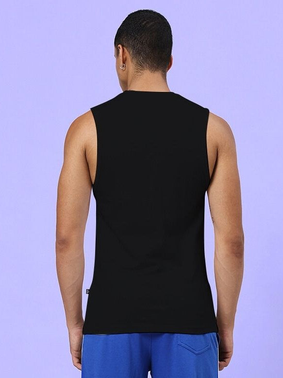 NEVER QUIT START AGAIN GYM SLEEVELESS T-SHIRT BLACK