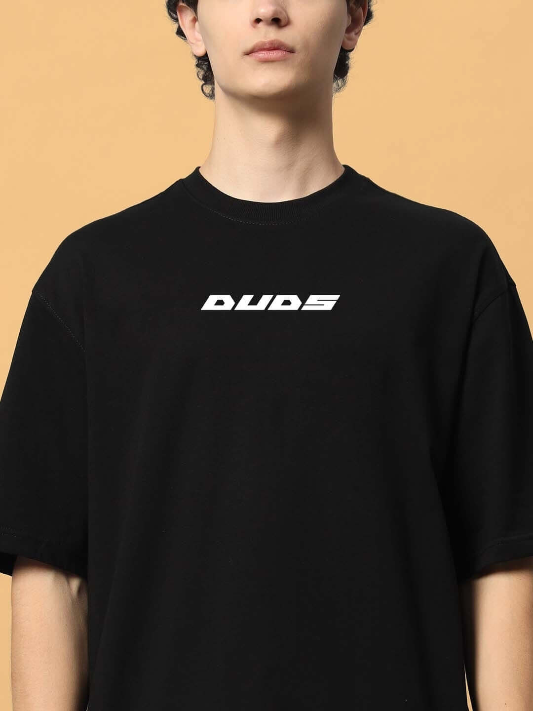 FREE BIRD OVER-SIZED T-SHIRT BLACK with "DUDS" logo on front, customizable size option available
