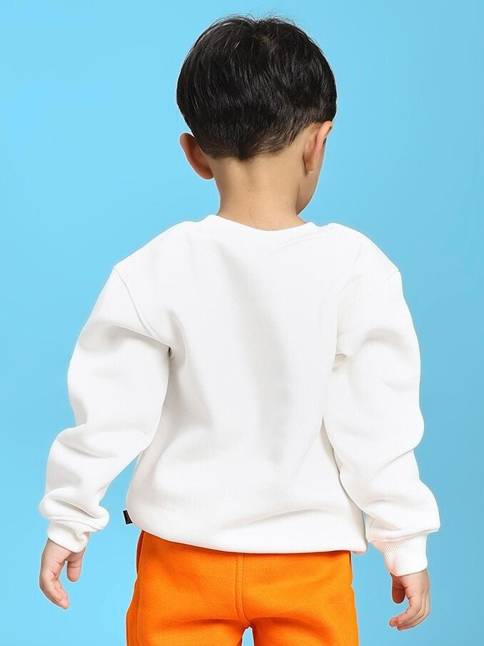 JUMPYJOY FLEECE SWEATSHIRT FOR BOYS AND GIRLS WHITE