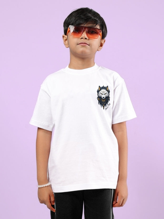 NORDIC WOLF OVERSIZED T-SHIRT FOR BOYS & GIRLS (WHITE)