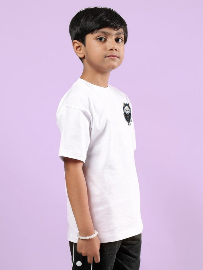 NORDIC WOLF OVERSIZED T-SHIRT FOR BOYS & GIRLS (WHITE)