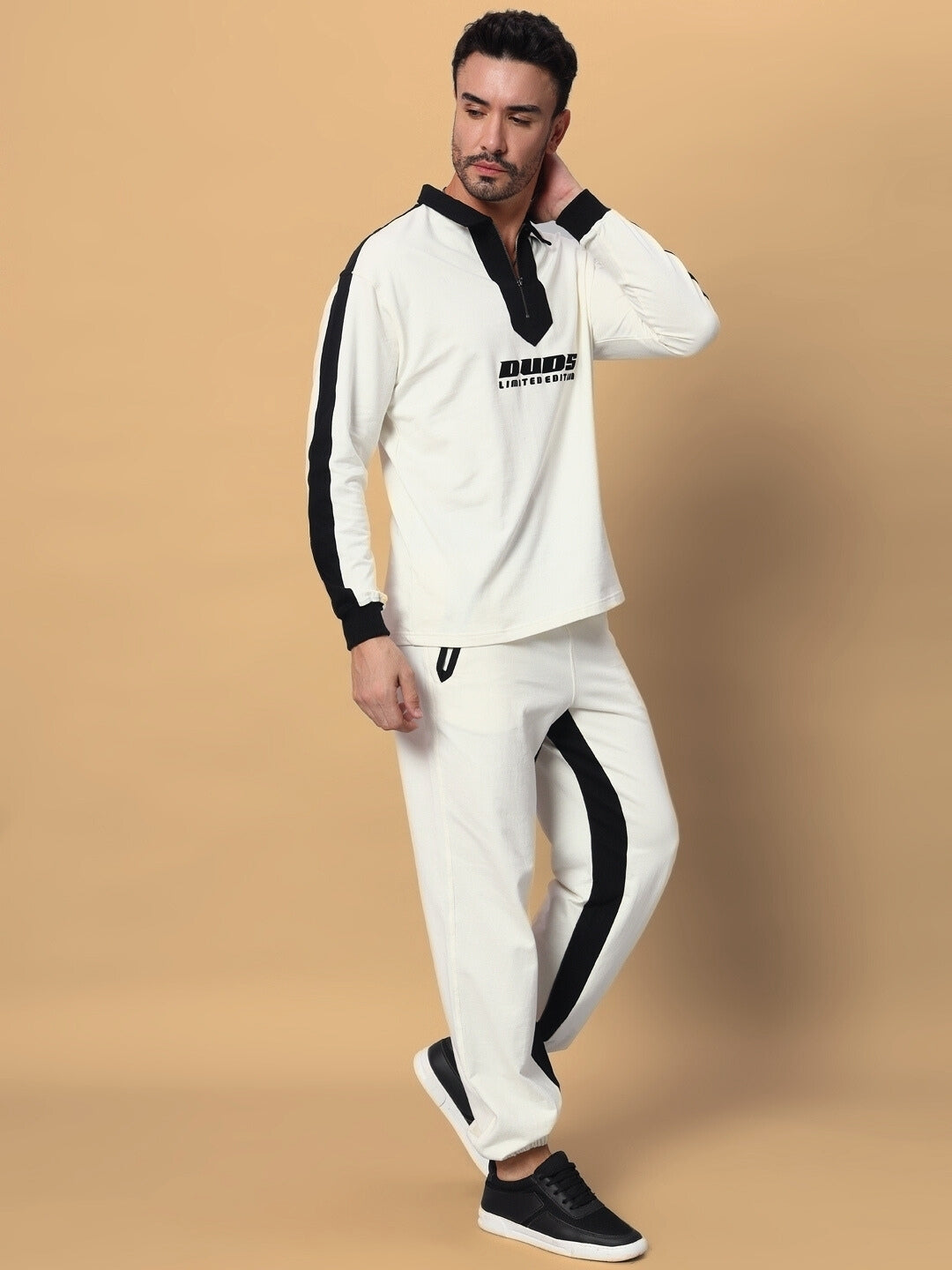 SPLINTER SIDE CONTRAST JOGGERS (OFF-WHITE BLACK)