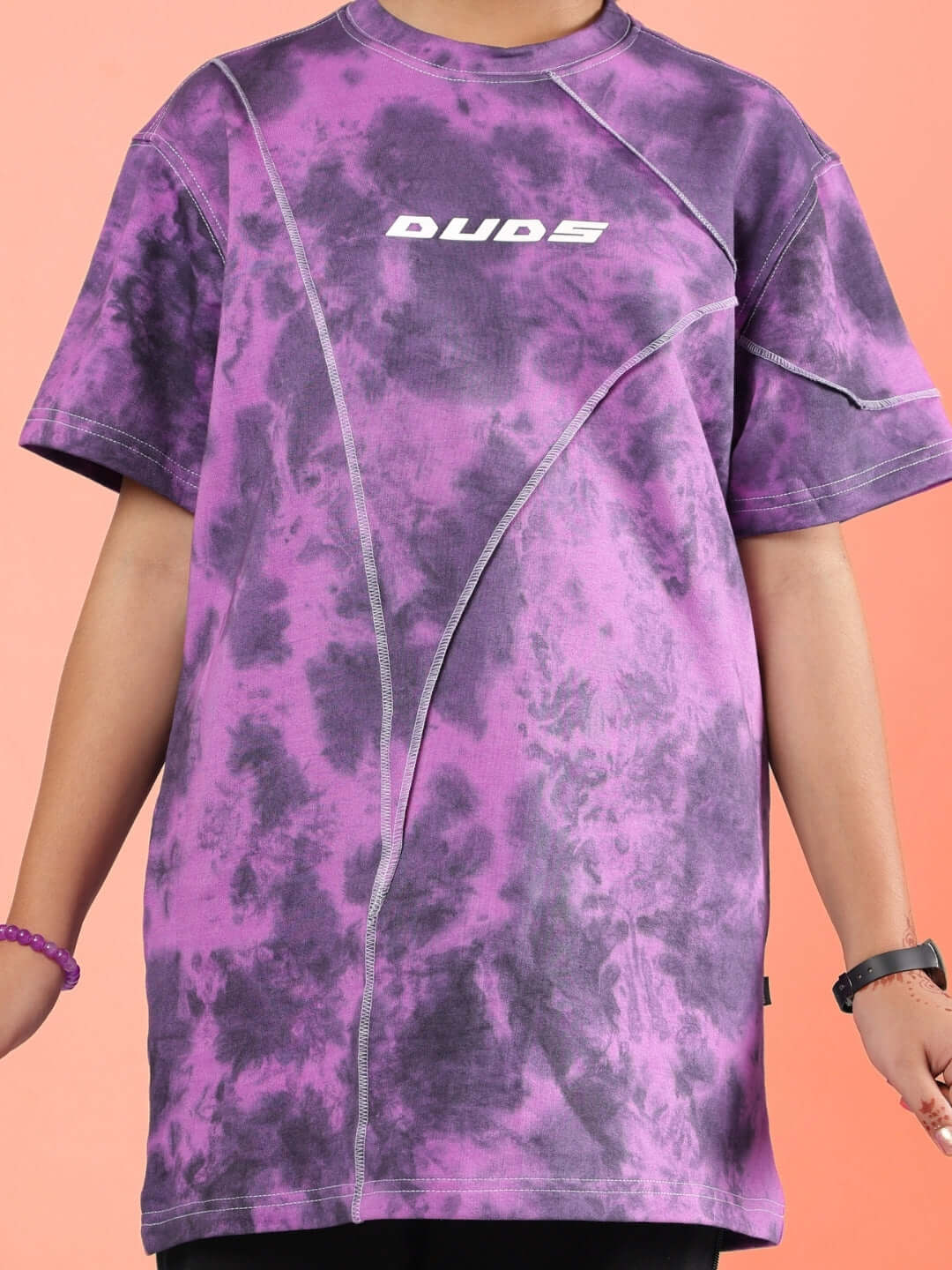 Purple tie-dye Ghost Rider t-shirt for boys and girls, featuring a stylish design by DUDS.