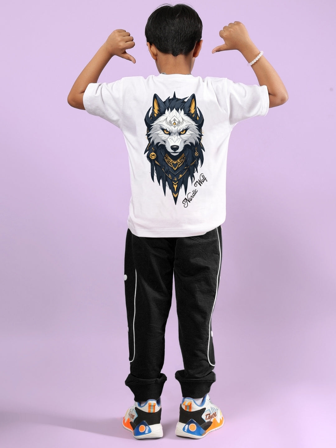 NORDIC WOLF CO-ORD FOR BOYS & GIRLS (WHITE-BLACK)