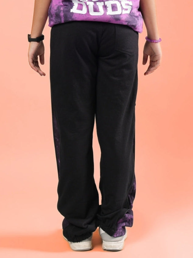 ZIPPER PANEL JOGGER FOR BOYS & GIRLS (BLACK-PURPLE)