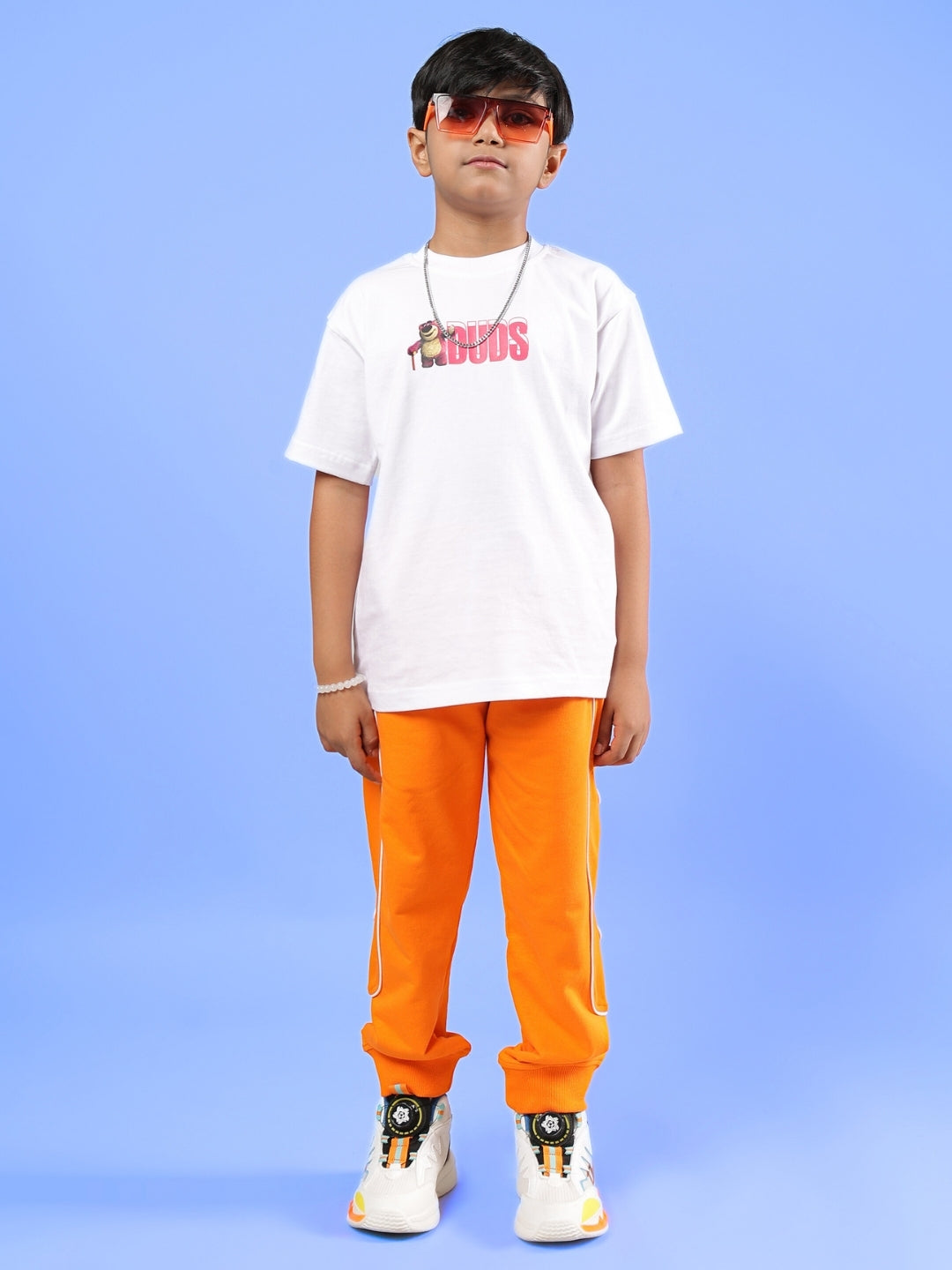 LOTSO CO-ORD FOR BOYS & GIRLS (WHITE-ORANGE)