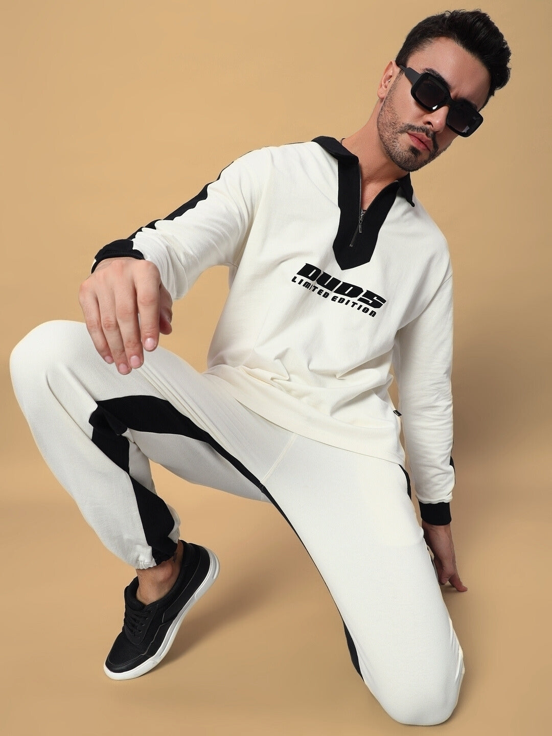 SPLINTER SIDE CONTRAST JOGGERS (OFF-WHITE BLACK)