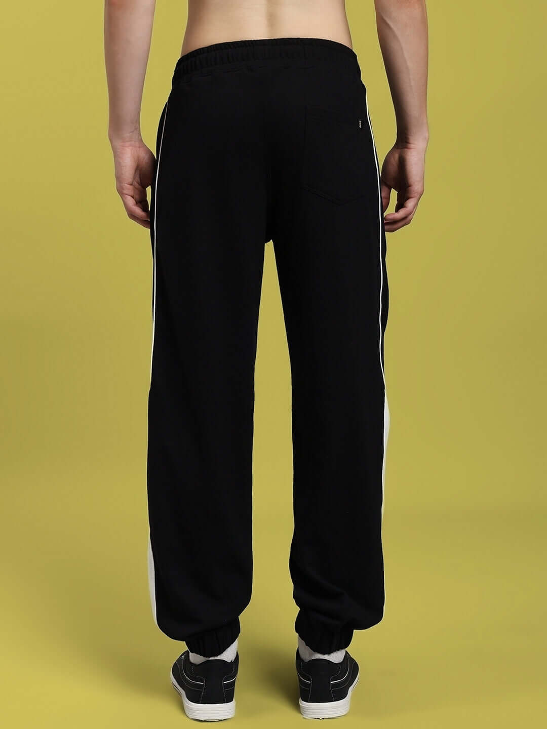 Back view of Denver Relaxed Fit Black Joggers showcasing the comfortable fit and design.