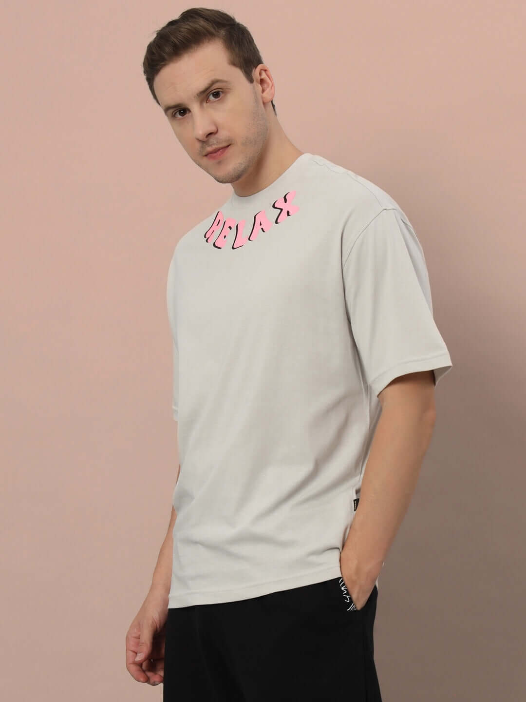 FLOATING ROCK OVER-SIZED T-SHIRT GREY with premium heavy gauge 100% cotton fabric, relaxed fit, ideal for casual wear.