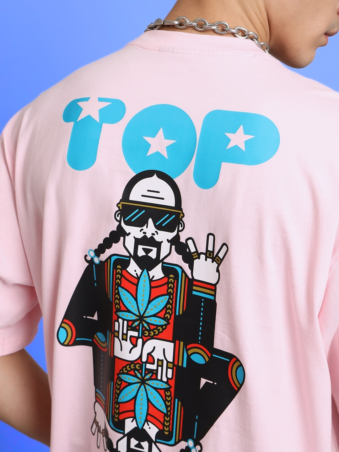 TOP-DOG oversized pink T-shirt with bold graphic design and unique customization options, ideal for trendy fashion enthusiasts.