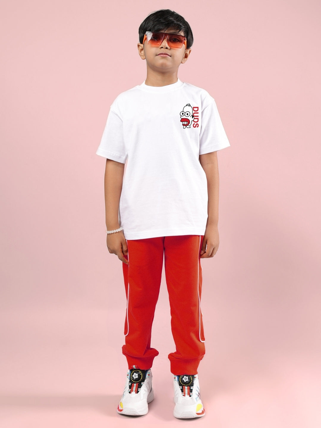 SIMPSONS CO-ORD FOR BOYS & GIRLS (WHITE-RED)