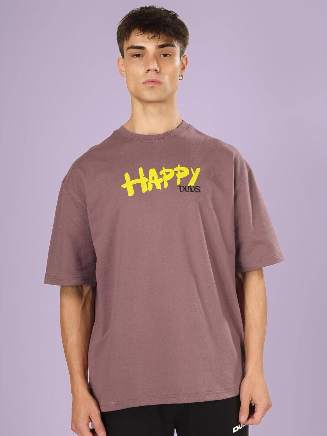 HAPPY DUDS OVER-SIZED T-SHIRT CHINESE VOILET in heavy gauge fabric, featuring premium cotton French terry and elastane.