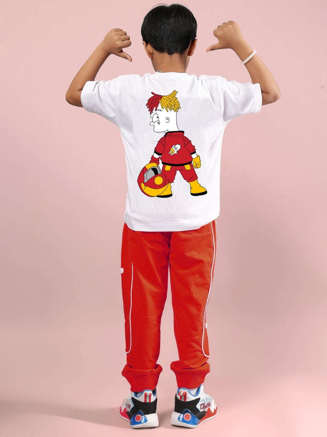 SIMPSONS CO-ORD FOR BOYS & GIRLS (WHITE-RED)