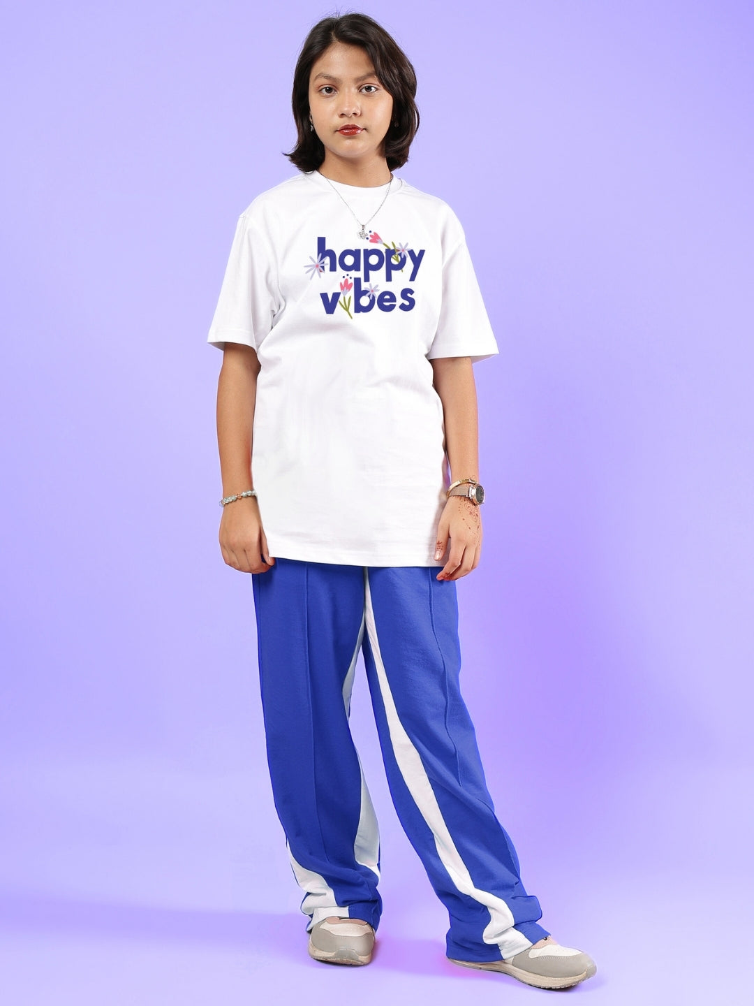 HAPPY VIBES CO-ORD FOR BOYS & GIRLS (WHITE-BLUE)