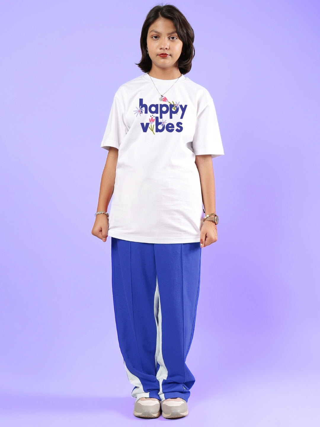 HAPPY VIBES CO-ORD FOR BOYS & GIRLS (WHITE-BLUE)