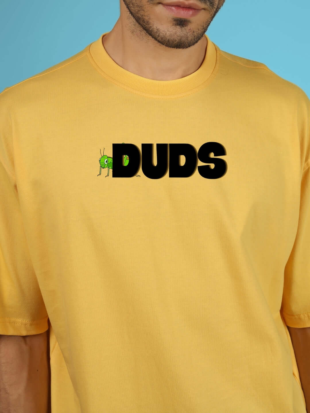 LOCUST OVER-SIZED T-SHIRT YELLOW with DUDS logo design, custom fit option available