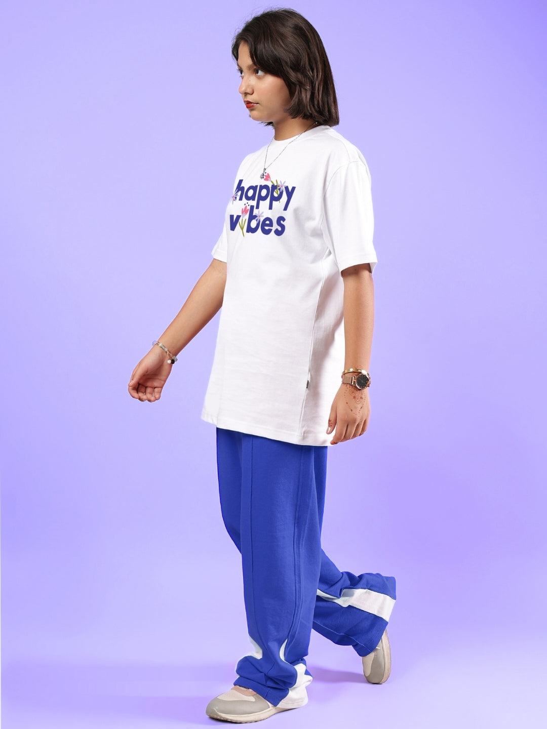 HAPPY VIBES CO-ORD FOR BOYS & GIRLS (WHITE-BLUE)
