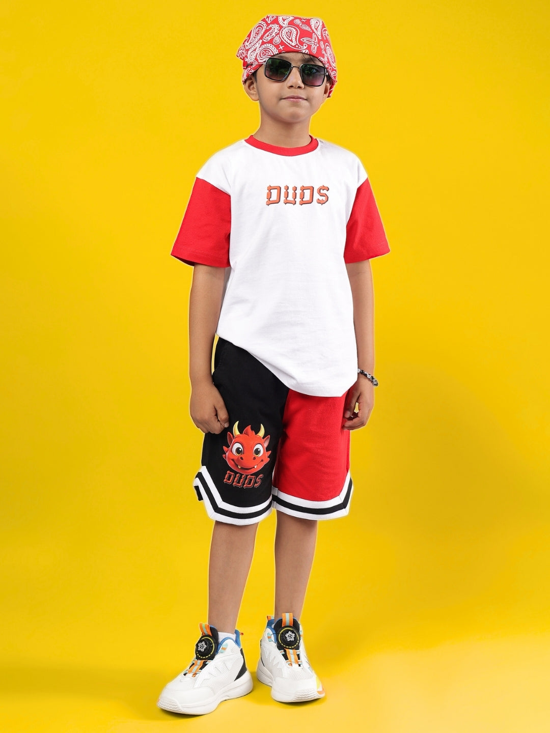 CASSIE SHORTS FOR BOYS & GIRLS (BLACK-RED)