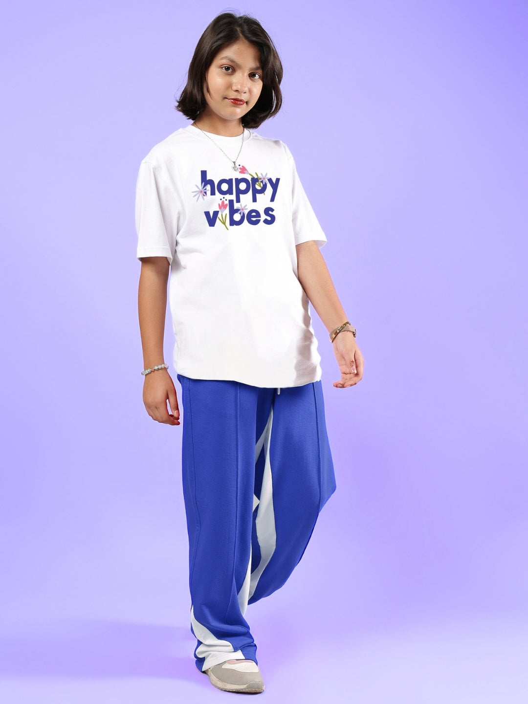 HAPPY VIBES CO-ORD FOR BOYS & GIRLS (WHITE-BLUE)