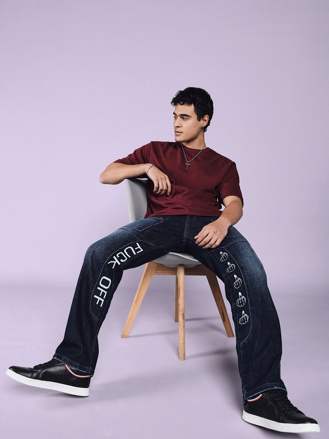 FUCK OFF REGULAR FIT DENIM JEANS (BLUE)