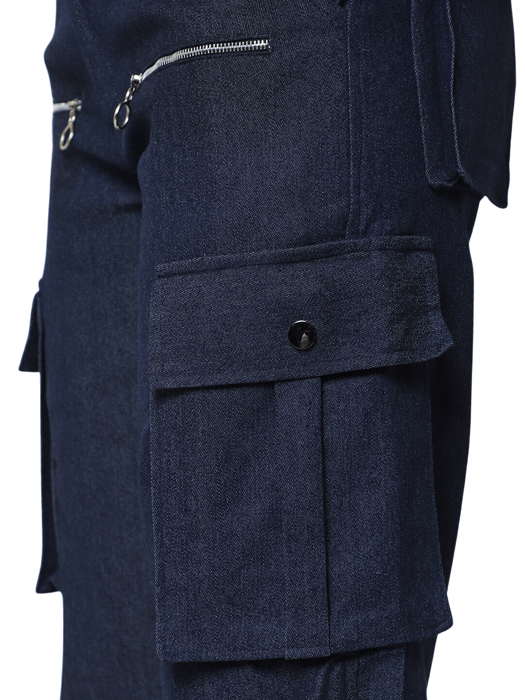 8 Pocket Denim Cargo Pants (Blue) - Wearduds