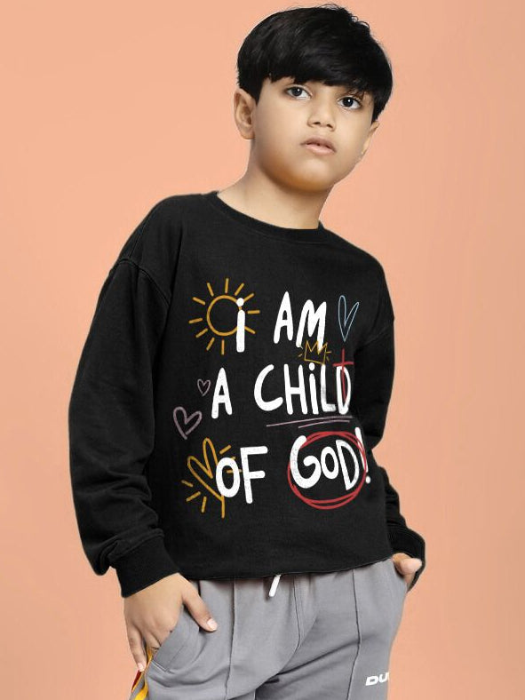I AM A CHILD OF GOD SWEATSHIRT FOR BOYS AND GIRLS BLACK