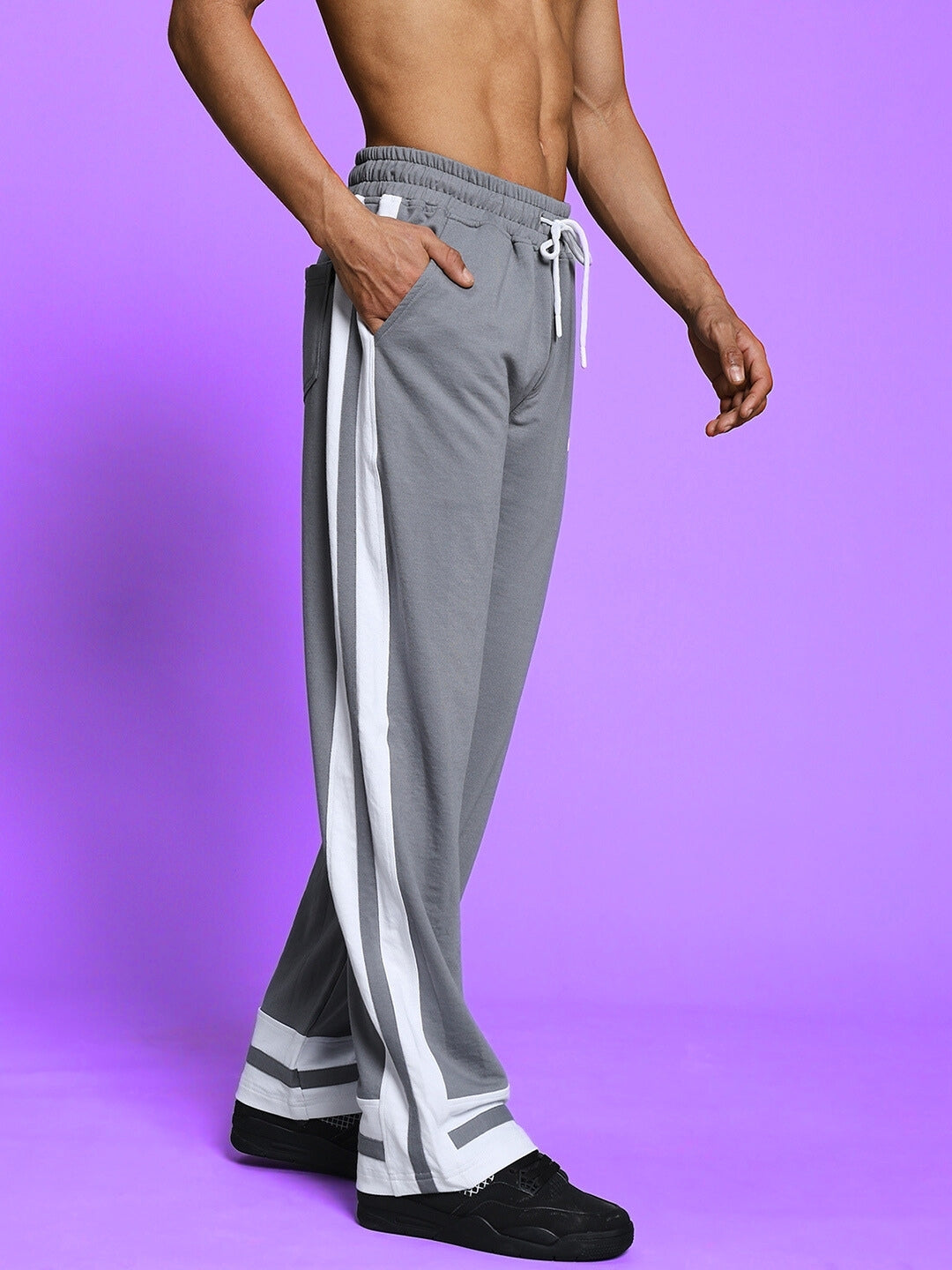 RONNY SIDE STRIPE JOGGER (GREY-WHITE)