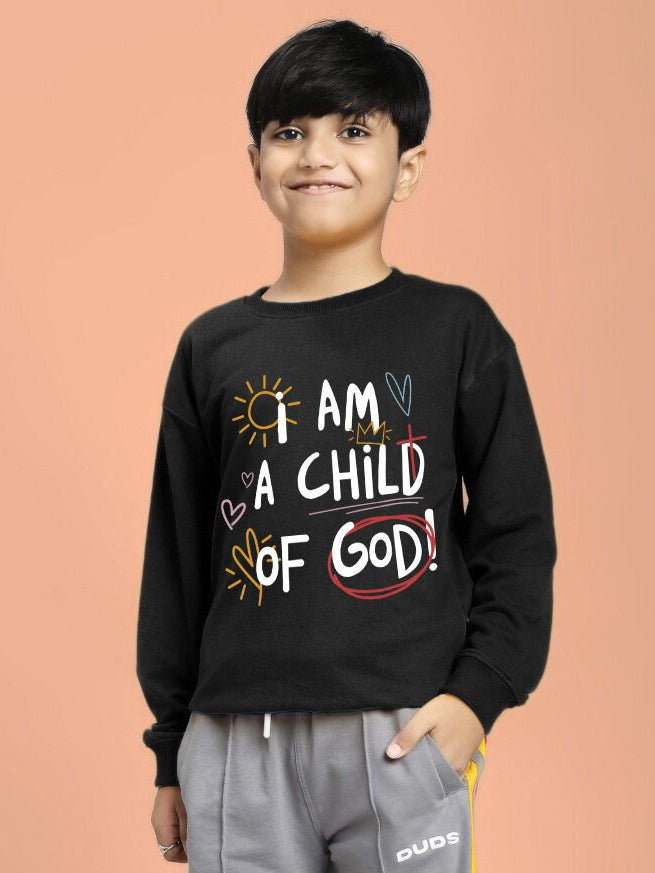 I AM A CHILD OF GOD SWEATSHIRT FOR BOYS AND GIRLS BLACK