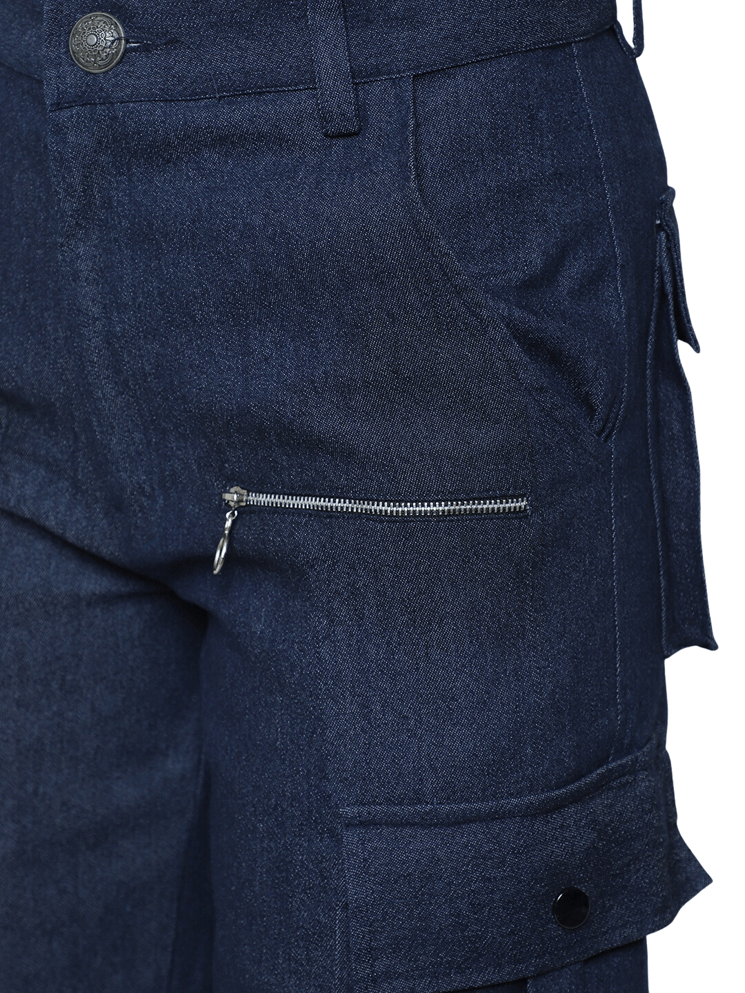 8 Pocket Denim Cargo Pants (Blue) - Wearduds
