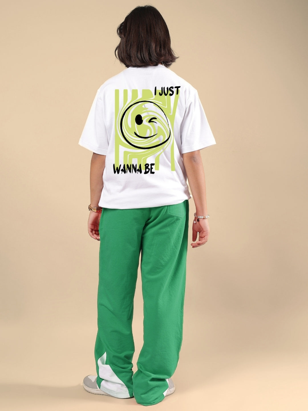 JUST WANNA BE CO-ORD FOR BOYS & GIRLS (WHITE-GREEN)