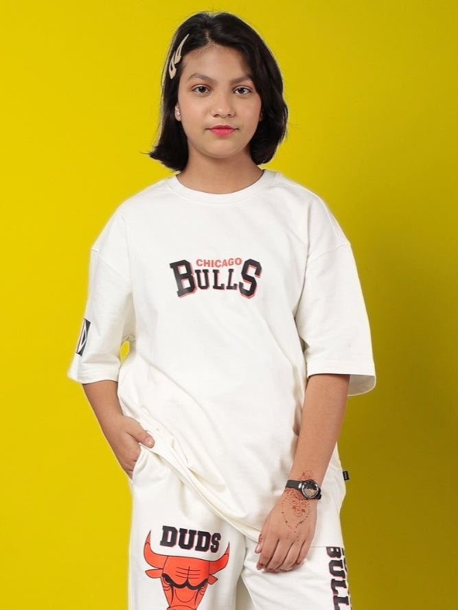 BLAZE BULLS OVERSIZED T-SHIRT FOR BOYS & GIRLS (OFF WHITE)