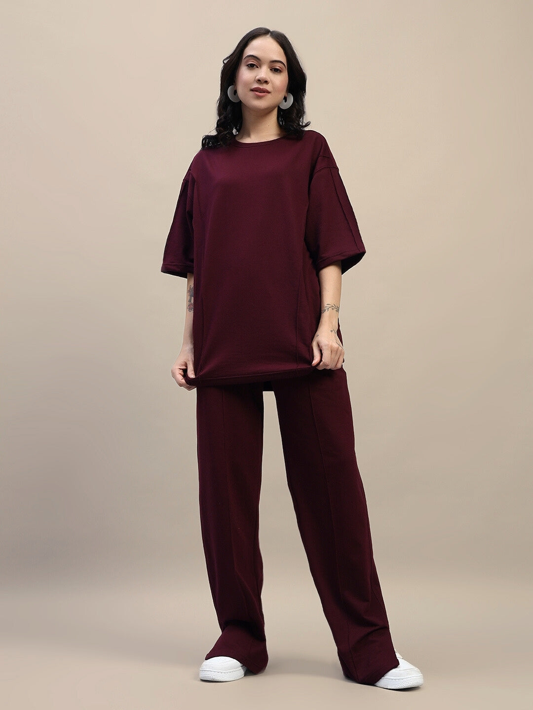 WOMEN'S ZION SIDE SLIT JOGGERS (MAROON)