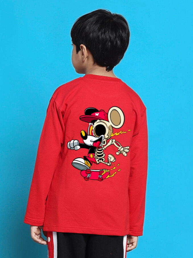 MICKEY OVERSIZED SWEATSHIRT FOR BOYS & GIRLS (RED)