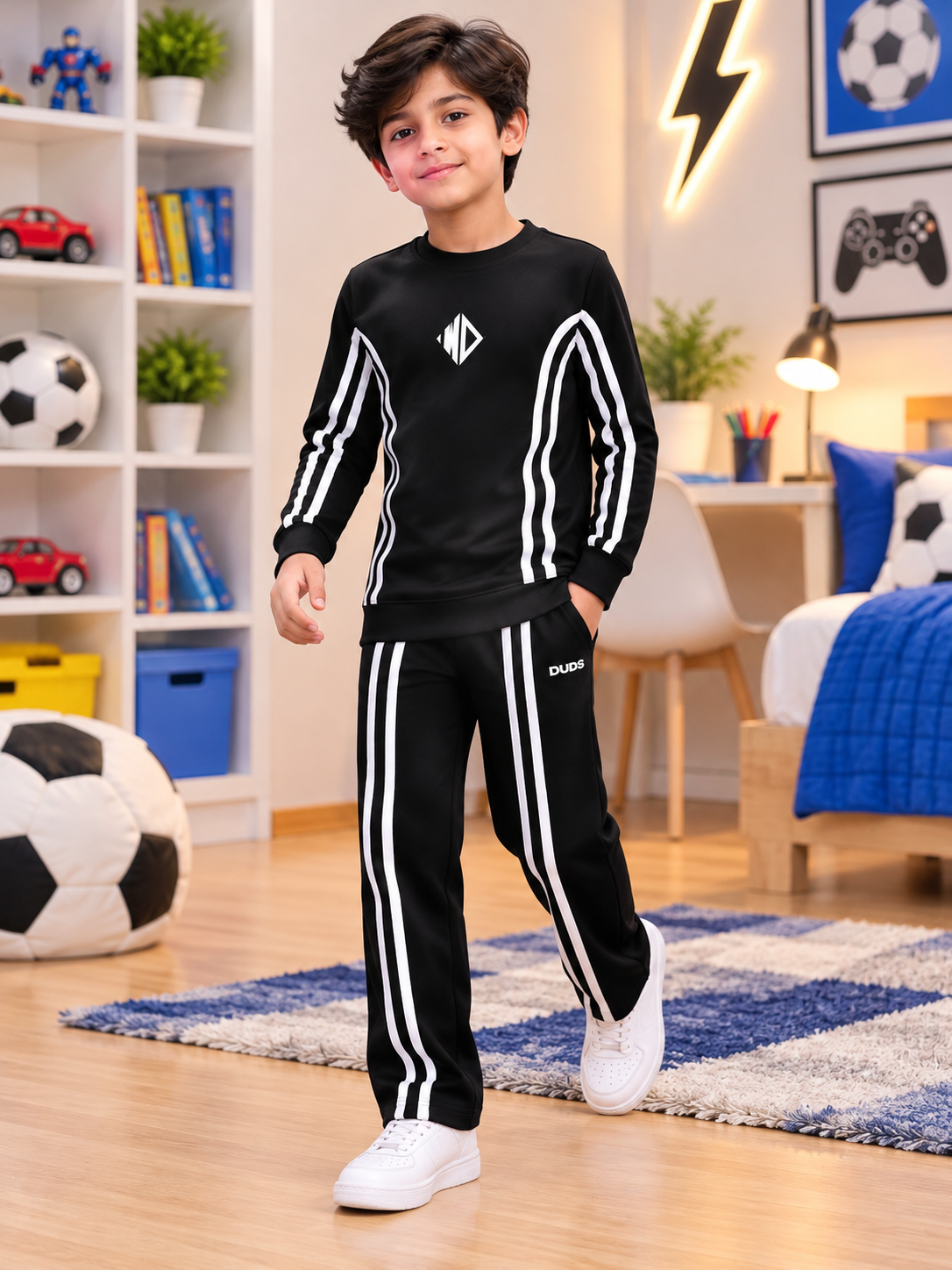 OUTLOOK SUMMER CO-ORD SET FOR BOYS GIRLS BLACK