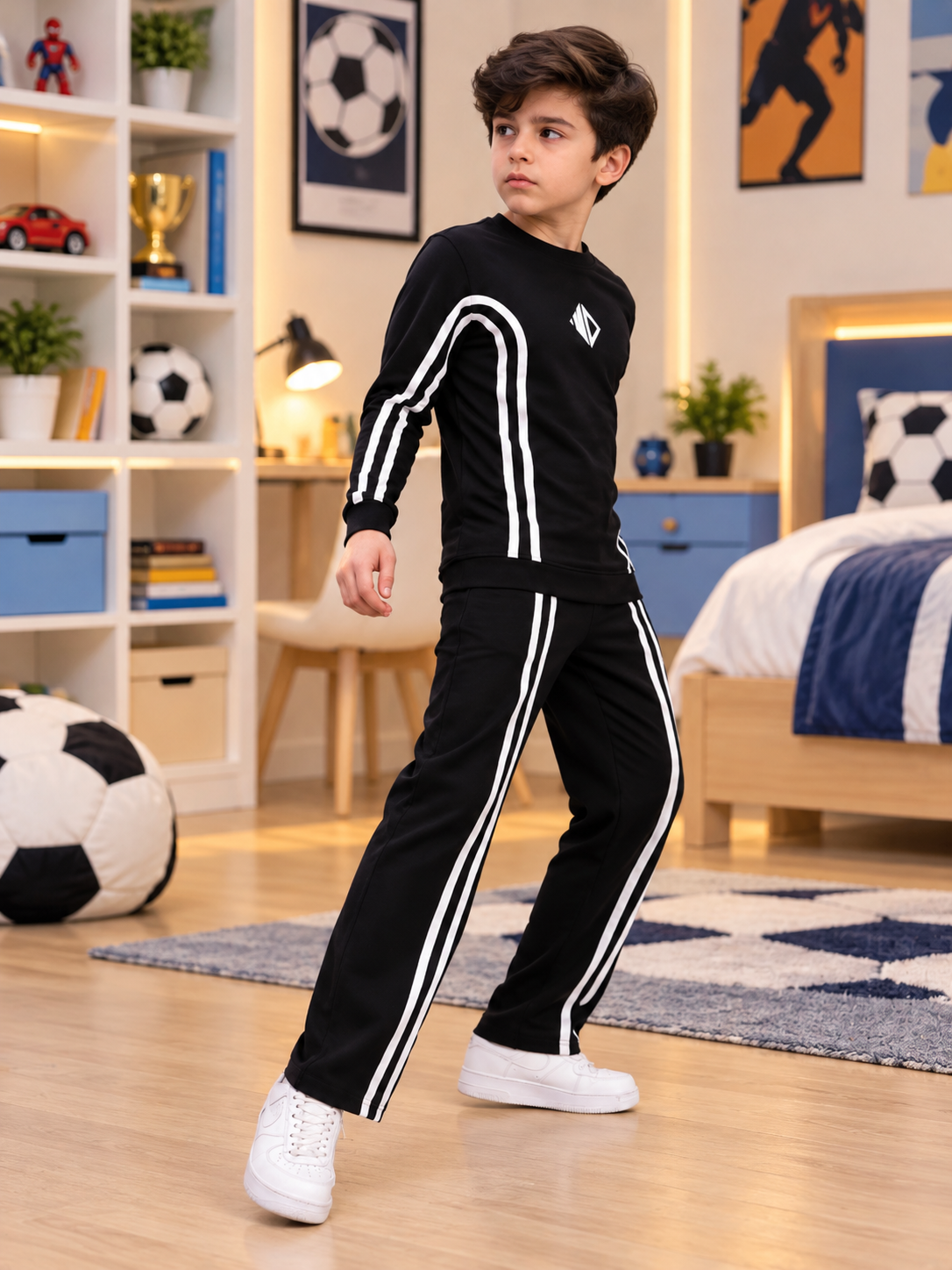OUTLOOK SUMMER CO-ORD SET FOR BOYS GIRLS BLACK