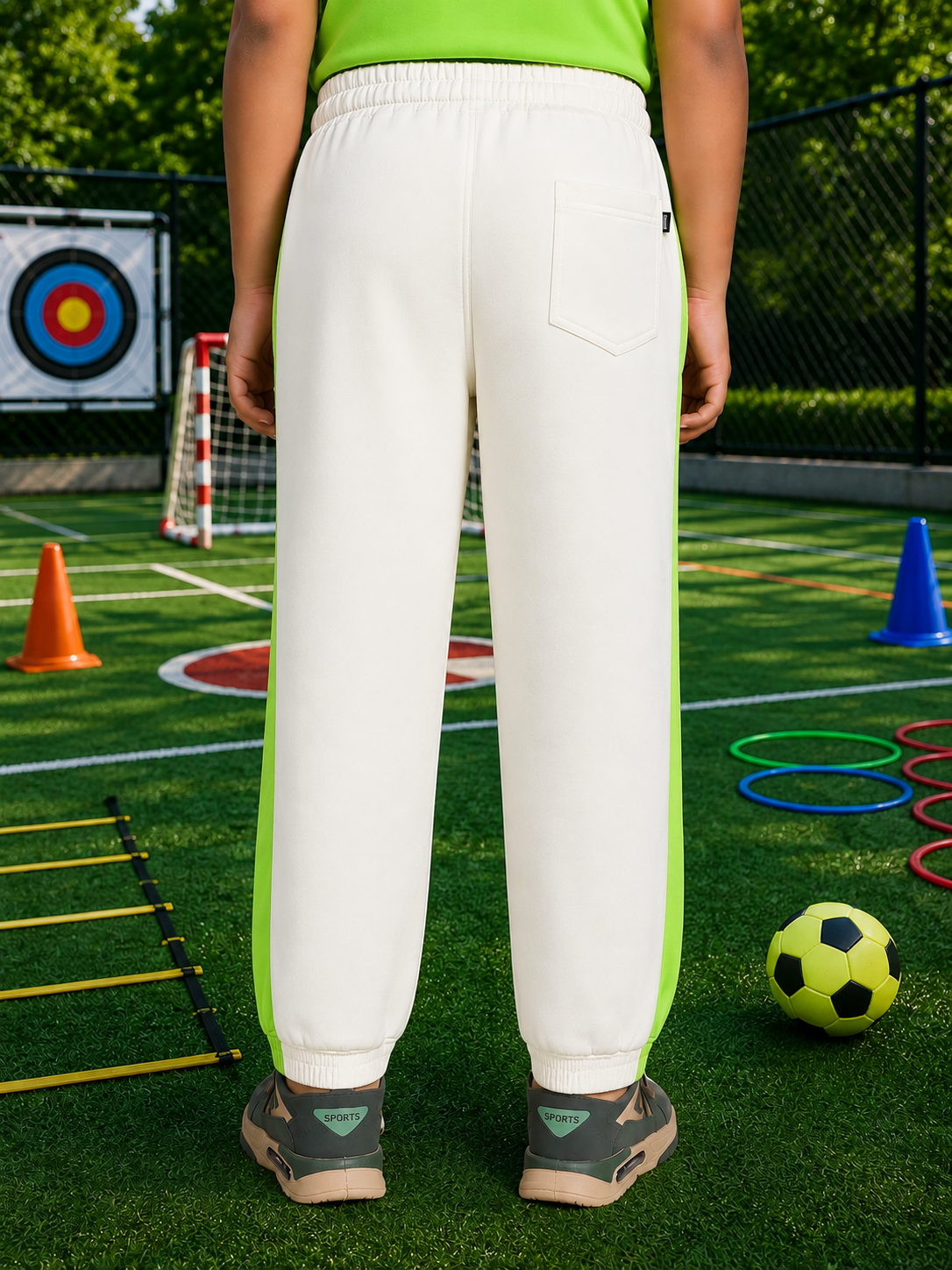 CURIOUS CAT HOODED JOGGER FOR BOYS GIRLS OFF WHITE