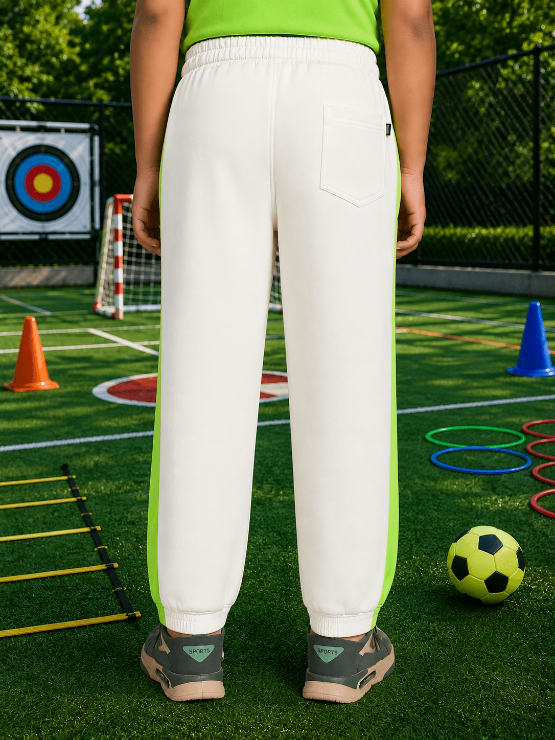CURIOUS JOGGER FOR BOYS GIRLS OFF WHITE back view on a young model outdoors.