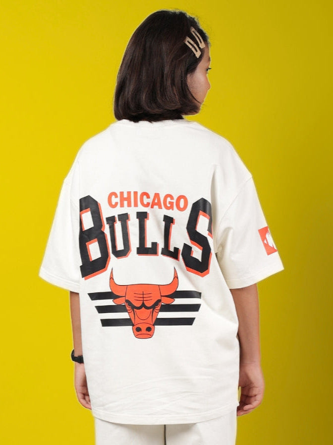 BLAZE BULLS OVERSIZED T-SHIRT FOR BOYS & GIRLS (OFF WHITE)