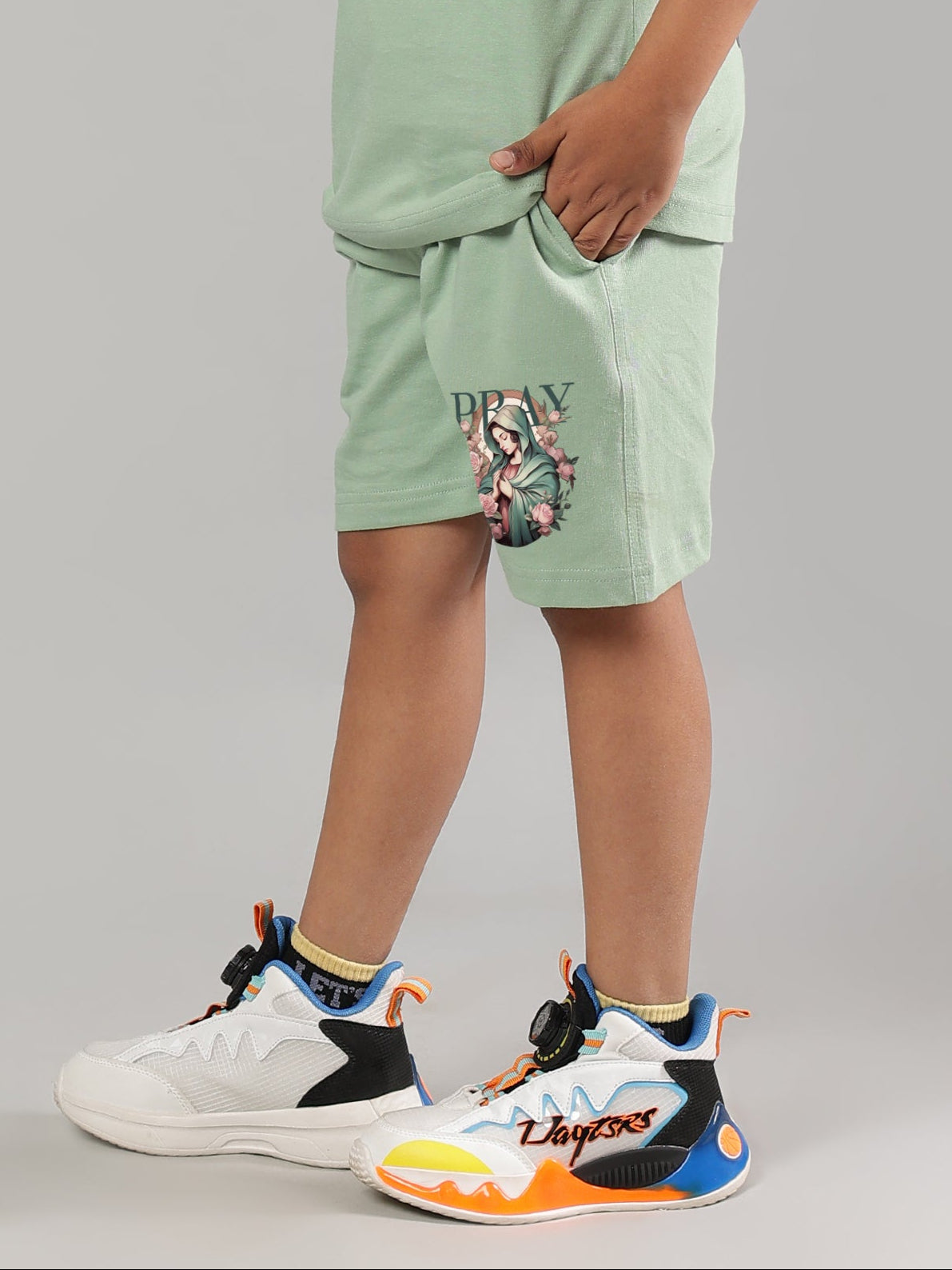 PRAY & PEACE SHORTS FOR BOYS & GIRLS (NYANZA GREEN)