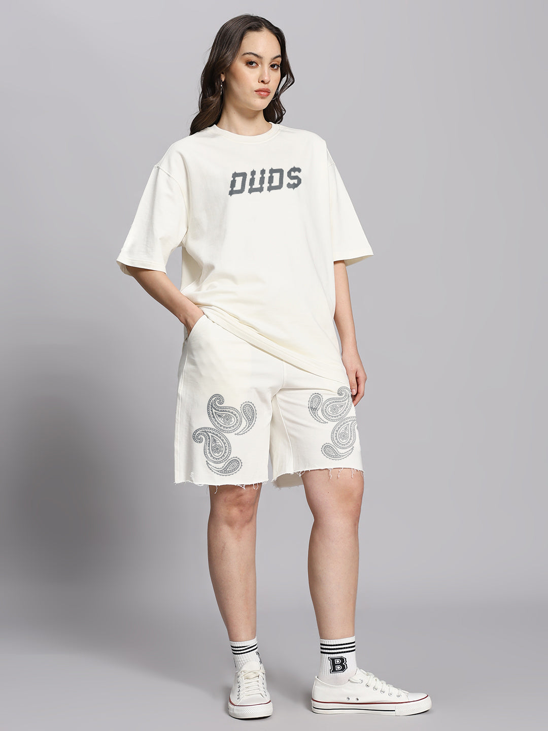 WOMEN'S MESSI PAISLEY PRINT CO-ORD SET (OFF WHITE)