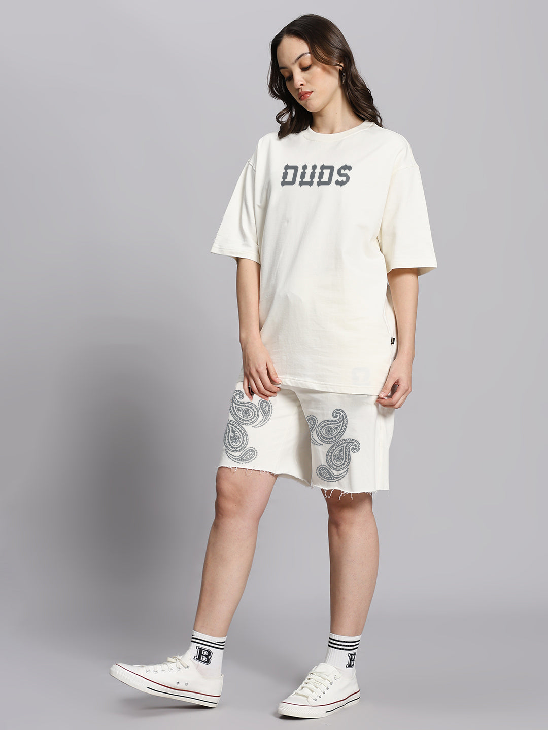 WOMEN'S MESSI PAISLEY PRINT CO-ORD SET (OFF WHITE)