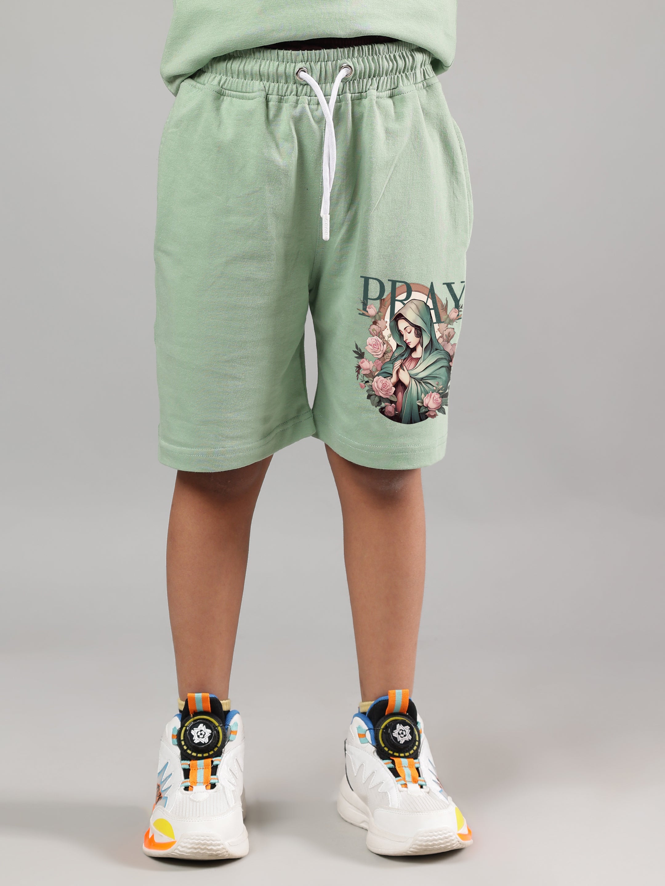 PRAY & PEACE SHORTS FOR BOYS & GIRLS (NYANZA GREEN)