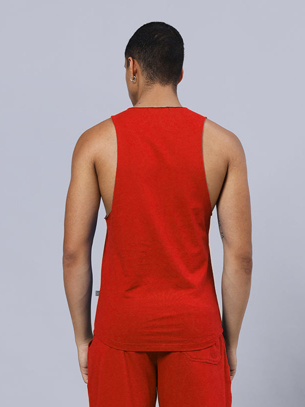 WARRIOR PRINTED GYM T-SHIRT (RED)