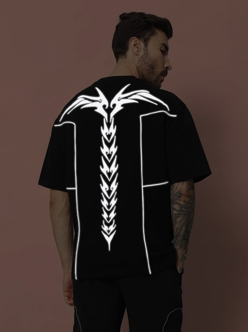 SPINAL FAUX REFLECTOR OVER - SIZED T - SHIRT BLACK - T-shirt