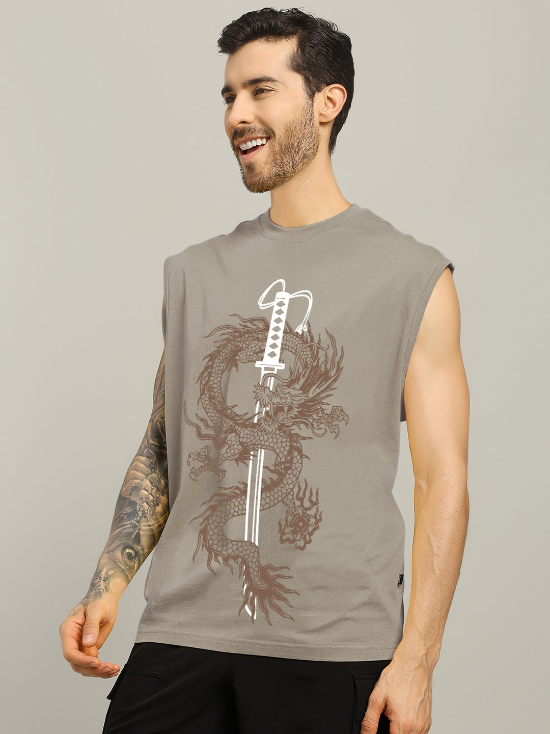 RYUJIN KAI PRINTED GYM T-SHIRT (GREY)